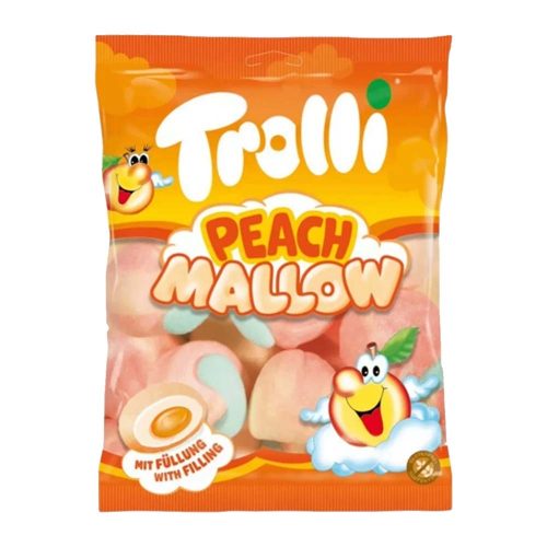 Trolli gyümölcsízzel töltött barackhab - 150g