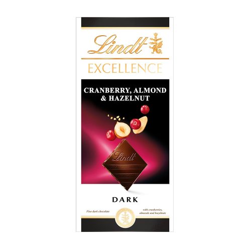 Lindt Excellence étcsokoládé vörösáfonya, mandula és mogyoró - 100g