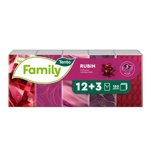 Zsebkendő Tento 15*10db 3 rétegű rubin