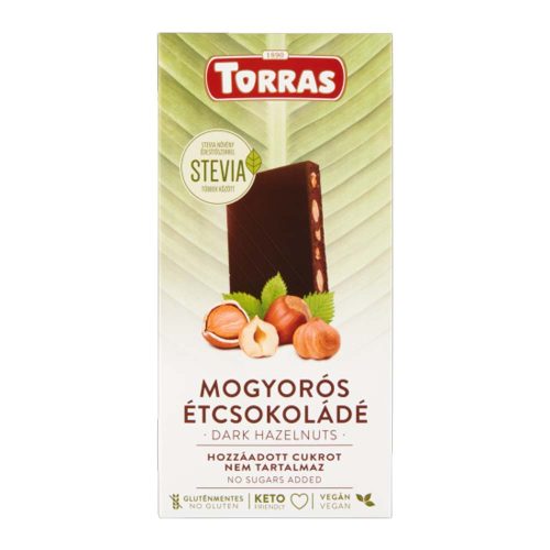 Torras táblás mogyorós étcsokoládé hozzáadott cukor nélkül - 125g
