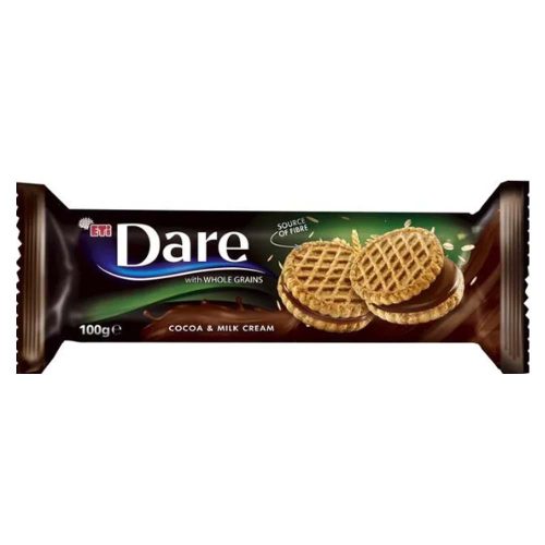 DARE teljes kiőrlésű gabonás keksz kakaós krémmel - 100g