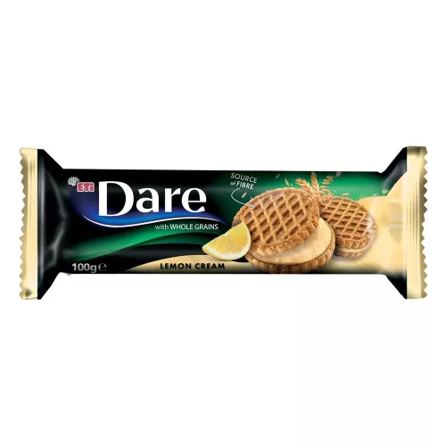 DARE teljes kiőrlésű gabonás keksz citromos krémmel - 100g
