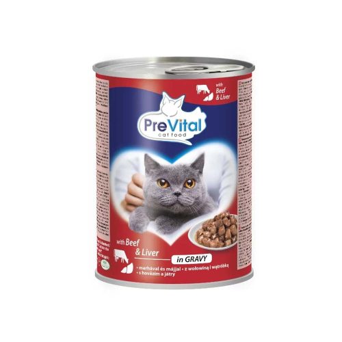 PreVital Nedves Macskaeledel marha-máj - 415g