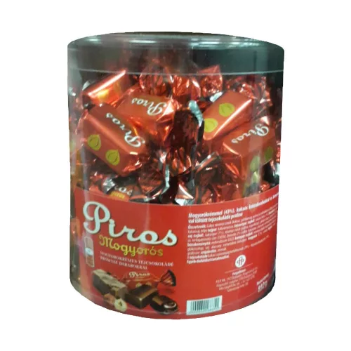 Piros Mogyorós tejcsokoládé praliné mogyorókrémmel és brownie-val - 832 g