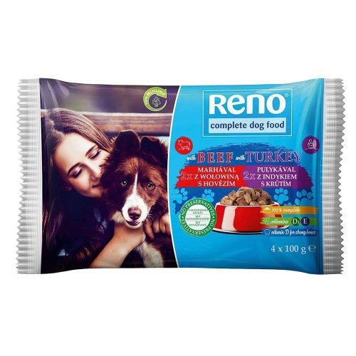 Reno alutasakos kutyaeledel marha-pulyka - 4x100g