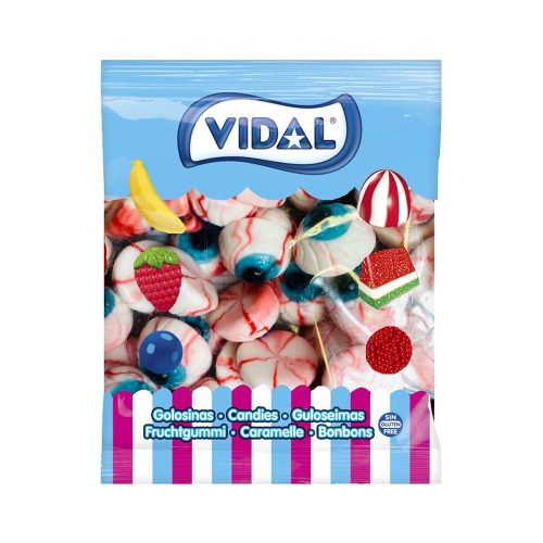 Bloody Eyes vegyes gyümölcs ízű töltött szem gumicukor - 1 kg