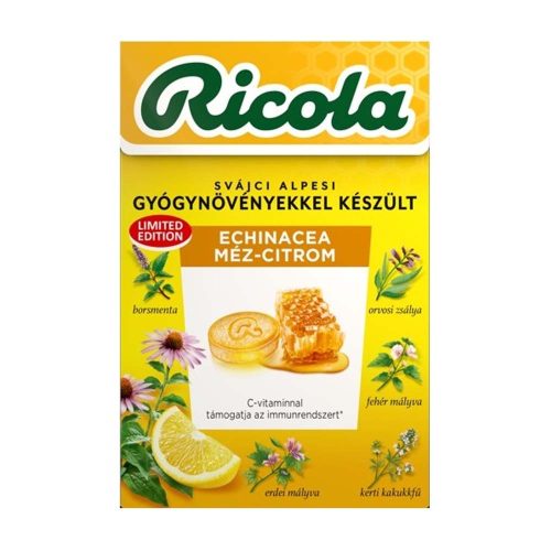 Ricola echinacea mézes cukormentes svájci gyógynövényes cukorka - 40g