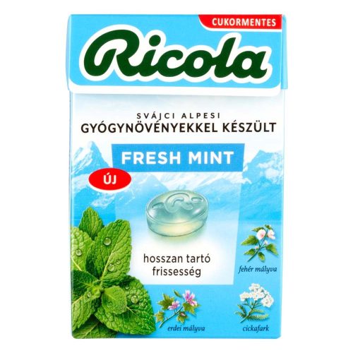 Ricola fresh mint cukormentes svájci gyógynövényes cukorka - 40g
