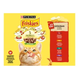   FRISKIES Szószban Csirke-Marha-Bárány-Kacsa nedves macskaeledel - 12x85