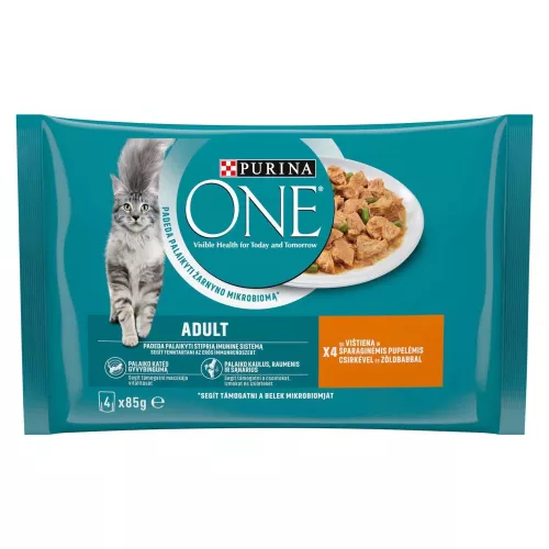 PURINA ONE Csirkével és Zöldbabbal nedves macskaeledel - 4x85g