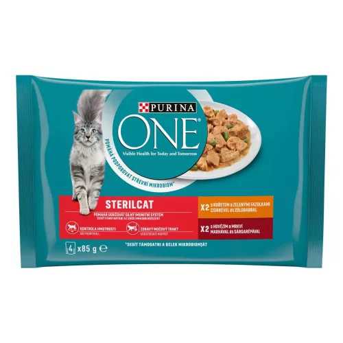 PURINA ONE STERILCAT Csirkével és Zöldbabbal nedves macskaeledel - 4x85g
