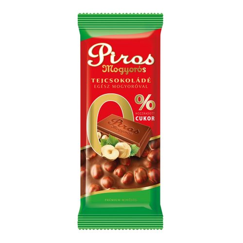 Piros Mogyorós tejcsokoládé hozzáadott cukor nélkül - 70 g