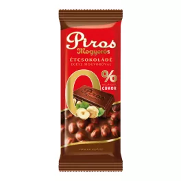   Piros Mogyorós étcsokoládé hozzáadott cukor nélkül - 70 g