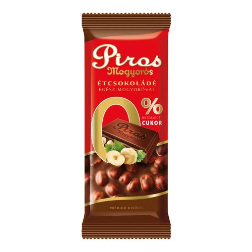 Piros Mogyorós étcsokoládé hozzáadott cukor nélkül - 70 g