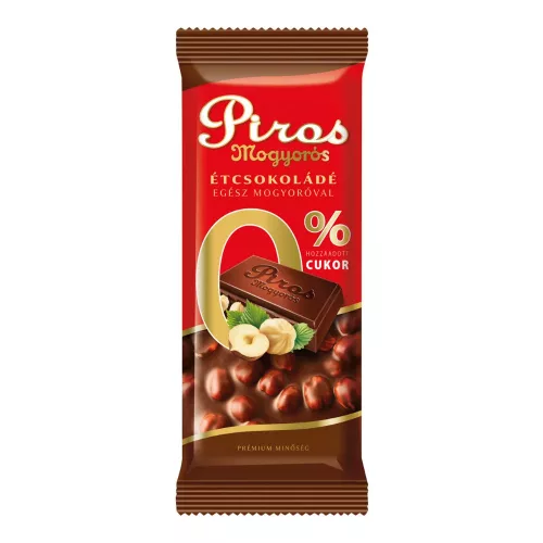 Piros Mogyorós étcsokoládé hozzáadott cukor nélkül - 70 g