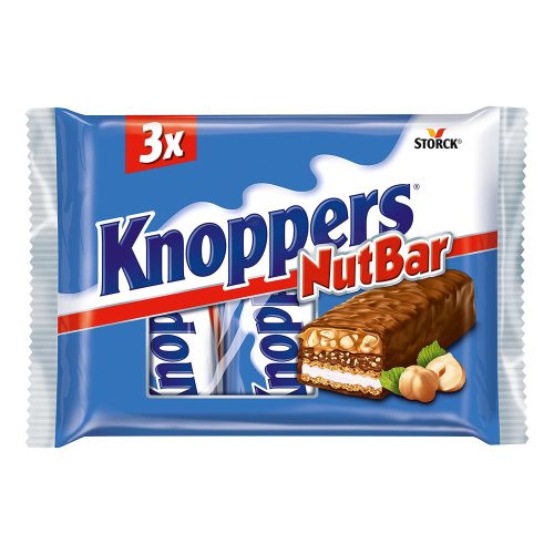 Knoppers NutBar tej-nugátkrém,mogyoróval tölt tejcsok. ostya (3x40g) - 120g