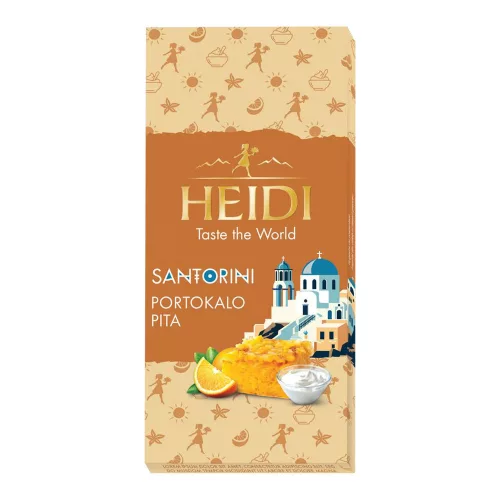 Heidi táblás tejcsokoládé Santorini Kalopita narancspite - 80g