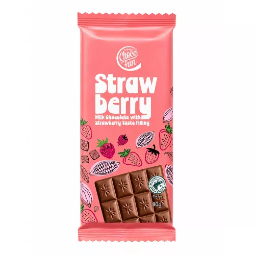 Choco Fun Eper-joghurt táblás csokoládé - 80g