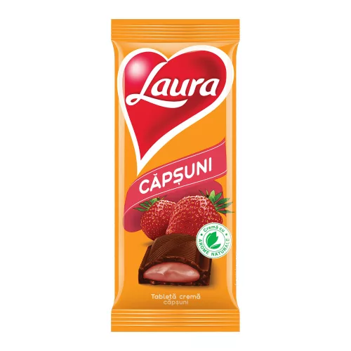 Kandia Laura eper ízű krémmel töltött tejbevonó tábla - 92g