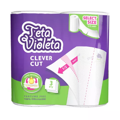 Violeta háztartási papírtörlő picnik clever cut - 3 réteg 2 tekercs