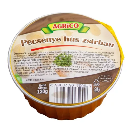 Agrico pecsenye hús zsírban - 130g