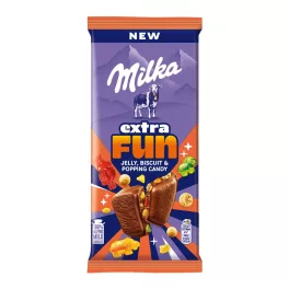   Milka Extra Fun tejcsokoládé keksszel, gumi-és robbanócukorral - 150g