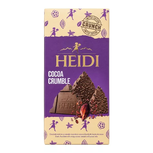 Heidi táblás étcsokoládé kakaópelyhekkel és kakaódarabkákkal - 80g