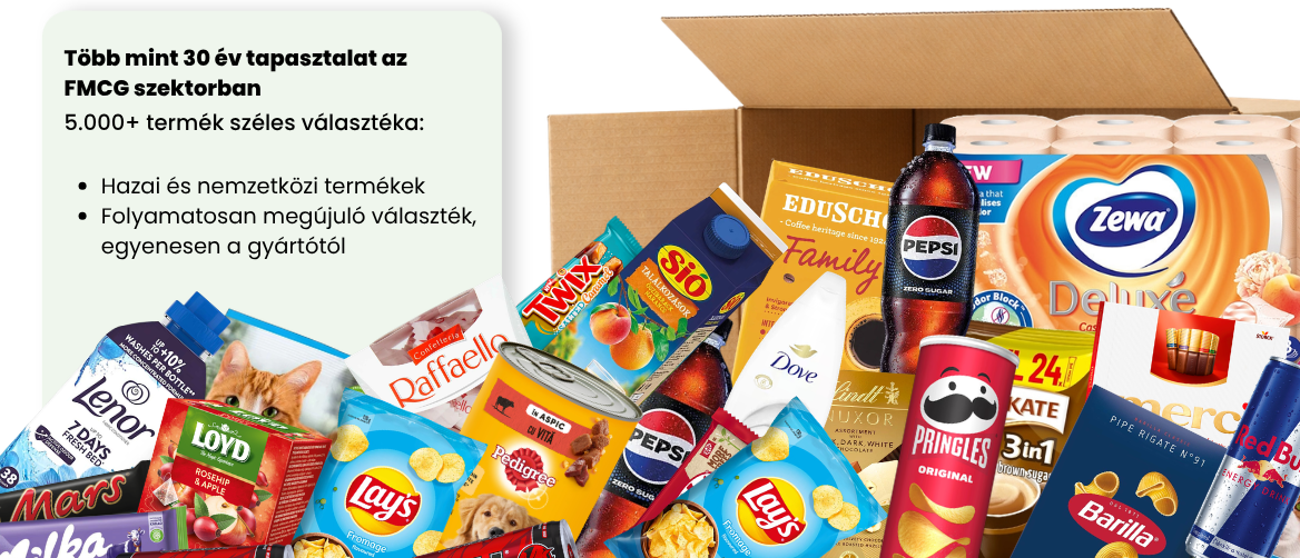 Több mint 30 év tapasztalat az FMCG szektorban, 5000+ termék széles választéka